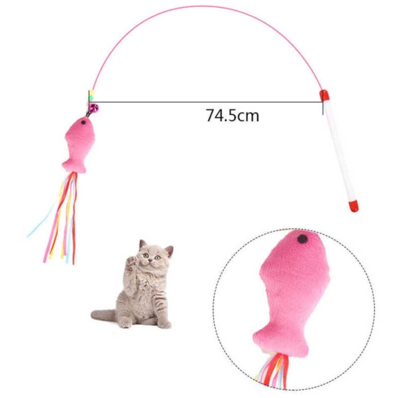 Удочка дразнилка для кошек металлическая с мягкой рыбкой Удочка дразнилка для кошек металлическая с мягкой рыбкой