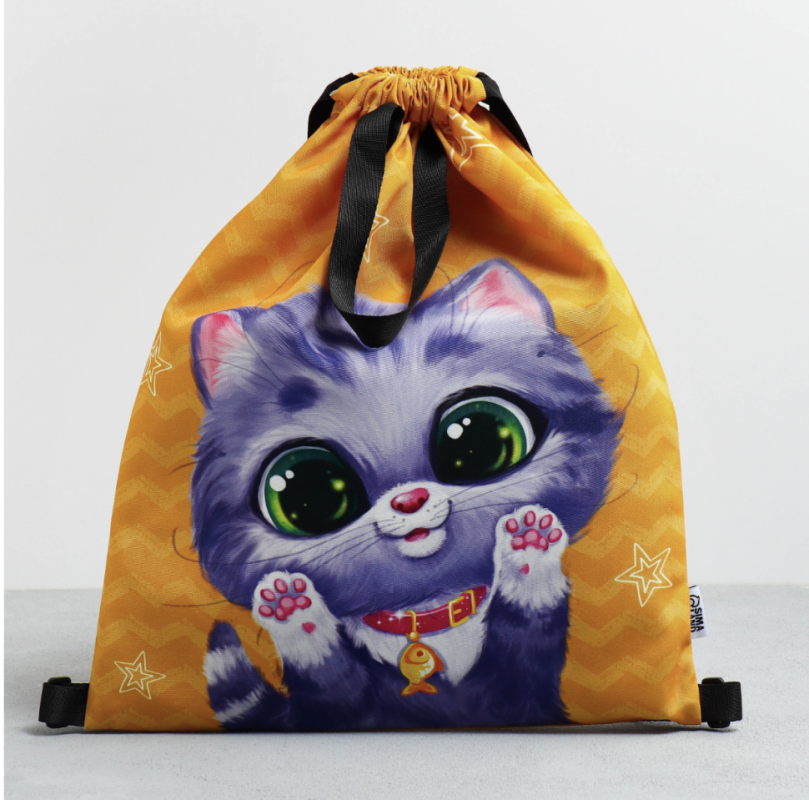 Мешок для обуви «Малыш котёнок» два вида ручек, 30 х 40 см