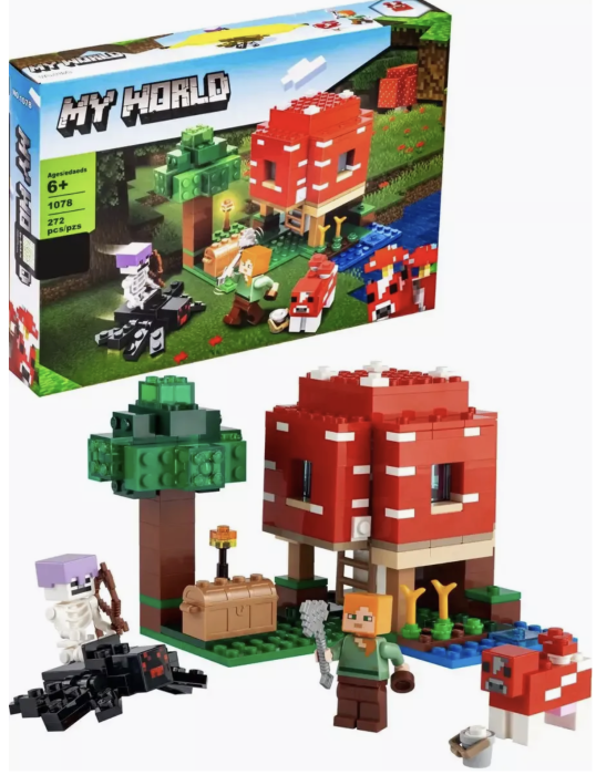 Конструктор Майнкрафт Грибной дом 272 детали Конструктор Майнкрафт Грибной дом 272 детали