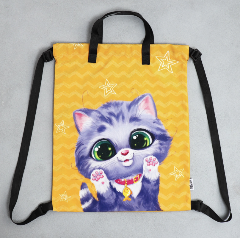 Мешок для обуви «Малыш котёнок» два вида ручек, 30 х 40 см