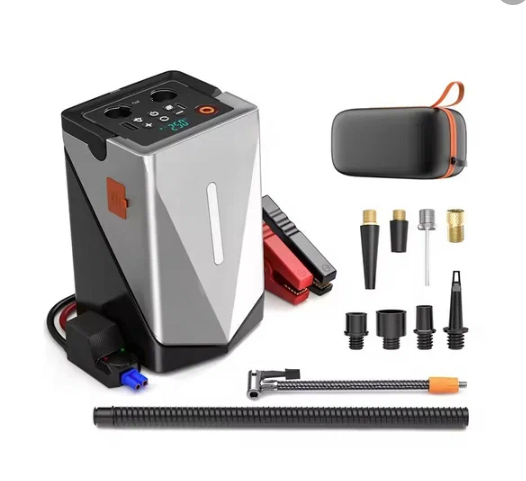 Пусковое устройство для автомобиля, пусковой ток 2500А, 14800 мАч / 4в1: ПЗУ с компрессором, powerbank, LED-фонарем