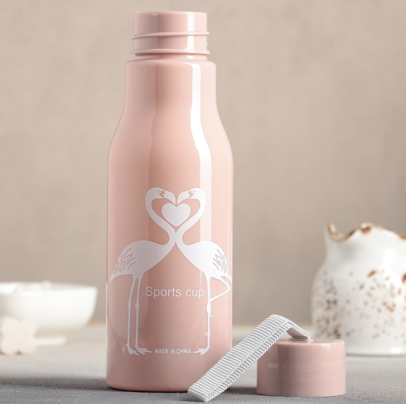 Бутылка для воды пластиковая «Фламинго», 450 мл, цвет розовый Бутылка для воды пластиковая «Фламинго», 450 мл, цвет розовый