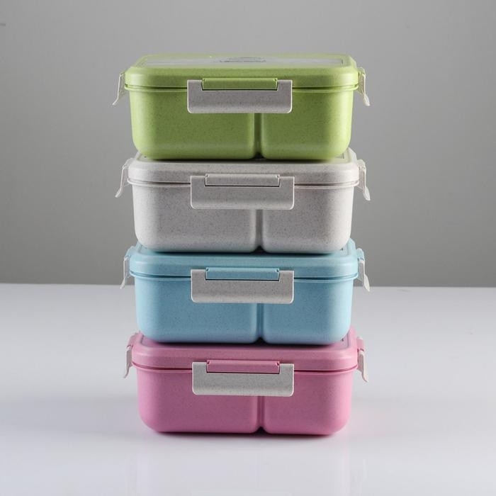 Ланч бокс с отделениями для еды, контейнер для еды, 1.1 л, 21.5 х 7.6 х 15 см, цвет серый Ланч бокс с отделениями для еды, контейнер для еды, 1.1 л, 21.5 х 7.6 х 15 см, цвет серый