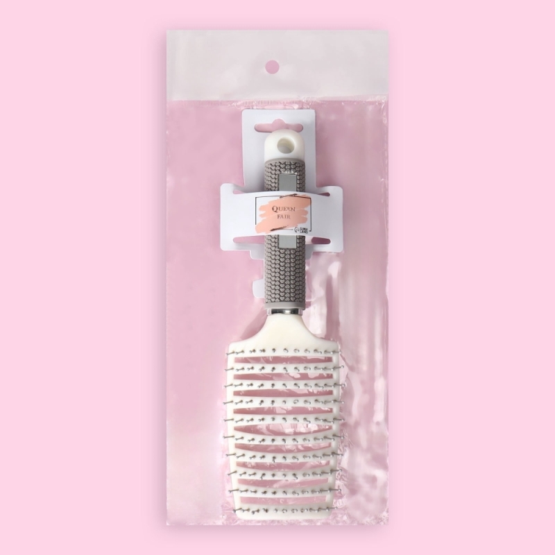 Расчёска массажная, с магнитом, прорезиненная ручка, вентилируемая, 7,5 × 25,5 см, цвет бежевый/белый Расчёска массажная, с магнитом, прорезиненная ручка, вентилируемая, 7,5 × 25,5 см, цвет бежевый/белый