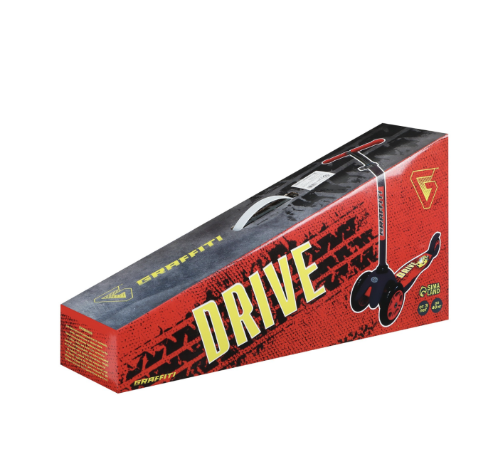 Cамокат GRAFFITI Drive, колёса PU 110/75 мм, ABEC 7, цвет красный Cамокат GRAFFITI Drive, колёса PU 110/75 мм, ABEC 7, цвет красный