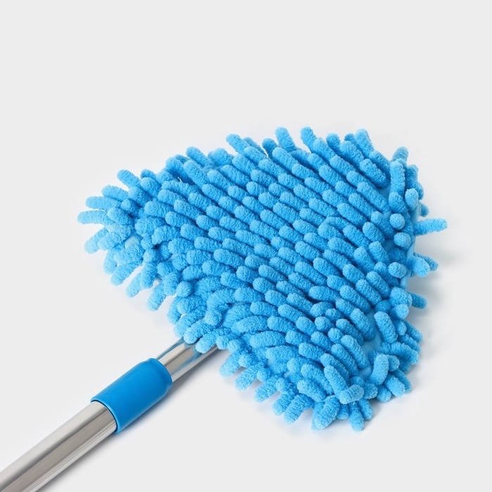 Щётка для окон Доляна, телескопическая ручка 54(86) см, поворотная головка, насадка из микрофибры 14×16 см, цвет синий Щётка для окон Доляна, телескопическая ручка 54(86) см, поворотная головка, насадка из микрофибры 14×16 см, цвет синий