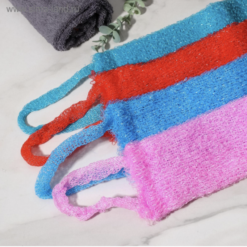 Мочалка для тела Доляна «Банный пояс», 45,5×11 см, цвет МИКС Мочалка для тела Доляна «Банный пояс», 45,5×11 см, цвет МИКС