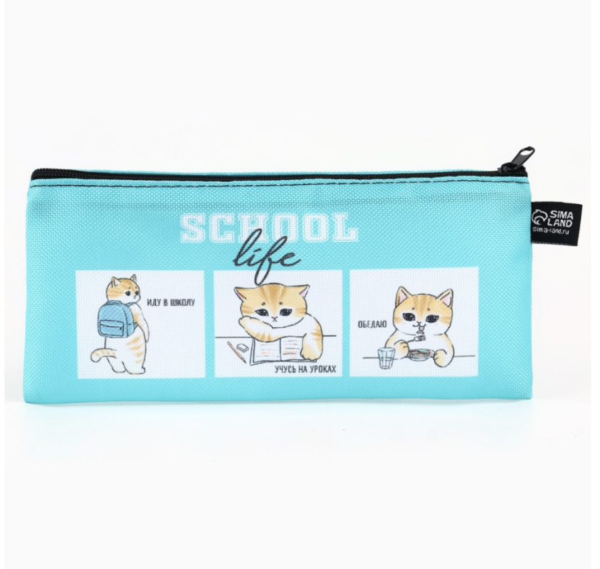 Пенал школьный текстильный «1 сентября: Котик в школе», 20 х 8 см