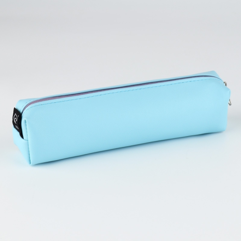 Пенал школьный из искусственной кожи «1 сентября: голубой» , 19 х 8 х 3 см