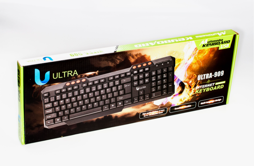 Проводная клавиатура, USB, черная, ULTRA-909
