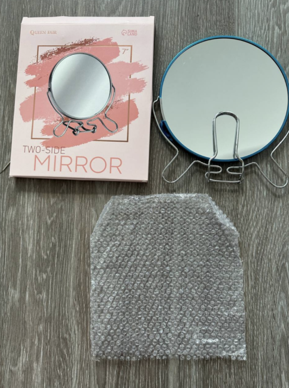 Зеркало настольное - подвесное «Круг», двустороннее, с увеличением, d зеркальной поверхности 16 см, цвет серебристый