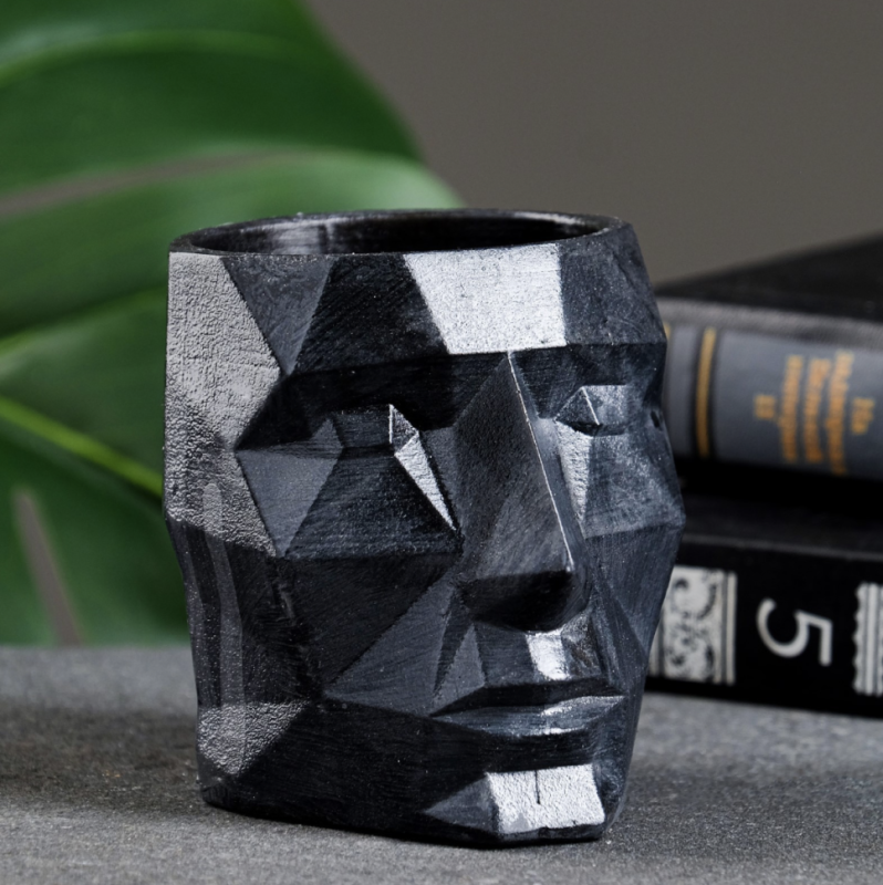 Кашпо - органайзер Кашпо - органайзер "Геометрическая голова" черное, 7,5х8,5х7см