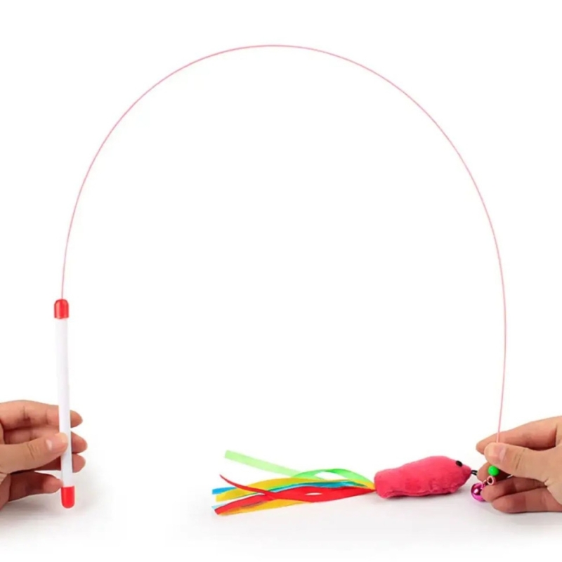 Удочка дразнилка для кошек металлическая с мягкой рыбкой Удочка дразнилка для кошек металлическая с мягкой рыбкой