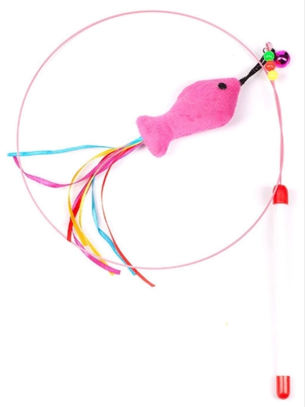 Удочка дразнилка для кошек металлическая с мягкой рыбкой Удочка дразнилка для кошек металлическая с мягкой рыбкой