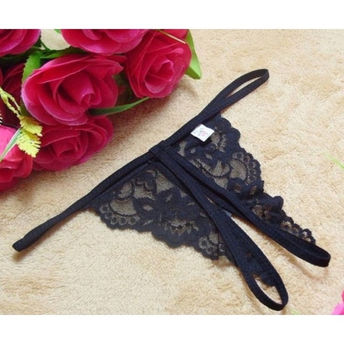 Эротическое белье Оки-Чпоки, трусики, стринги с доступом, кружево, размер OS, черный Эротическое белье Оки-Чпоки, трусики, стринги с доступом, кружево, размер OS, черный