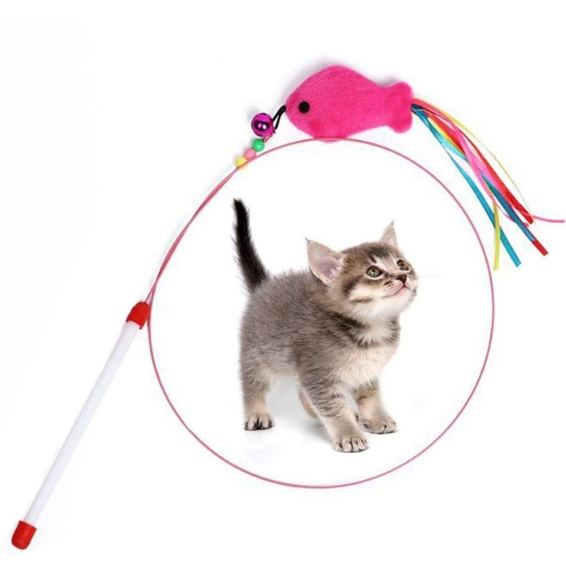 Удочка дразнилка для кошек металлическая с мягкой рыбкой Удочка дразнилка для кошек металлическая с мягкой рыбкой