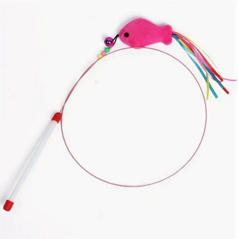 Удочка дразнилка для кошек металлическая с мягкой рыбкой Удочка дразнилка для кошек металлическая с мягкой рыбкой