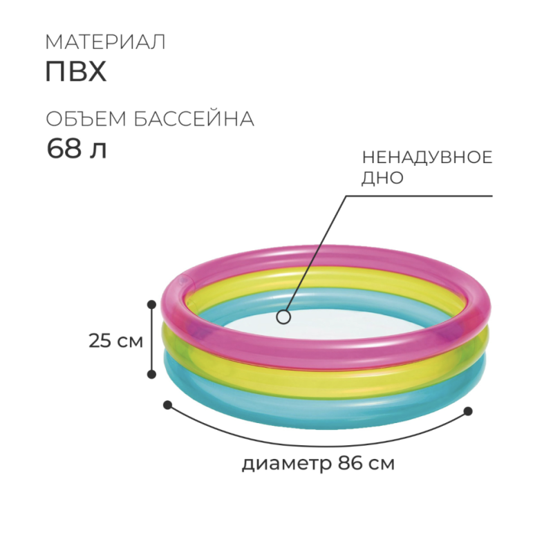 Бассейн надувной «Радуга», 86 х 25 см, 1-3 лет