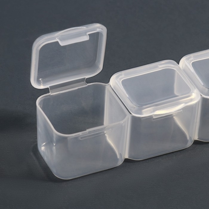 Органайзер для декора, 7 блоков, 4 ячейки, 17,5 × 10,5 × 2,7 см, цвет прозрачный Органайзер для декора, 7 блоков, 4 ячейки, 17,5 × 10,5 × 2,7 см, цвет прозрачный