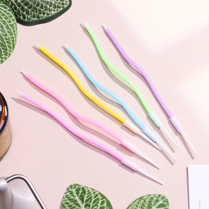 Свечи в торт коктейльные витые Свечи в торт коктейльные витые "С днем рождения", 6 шт, 16,5 см, разноцветные