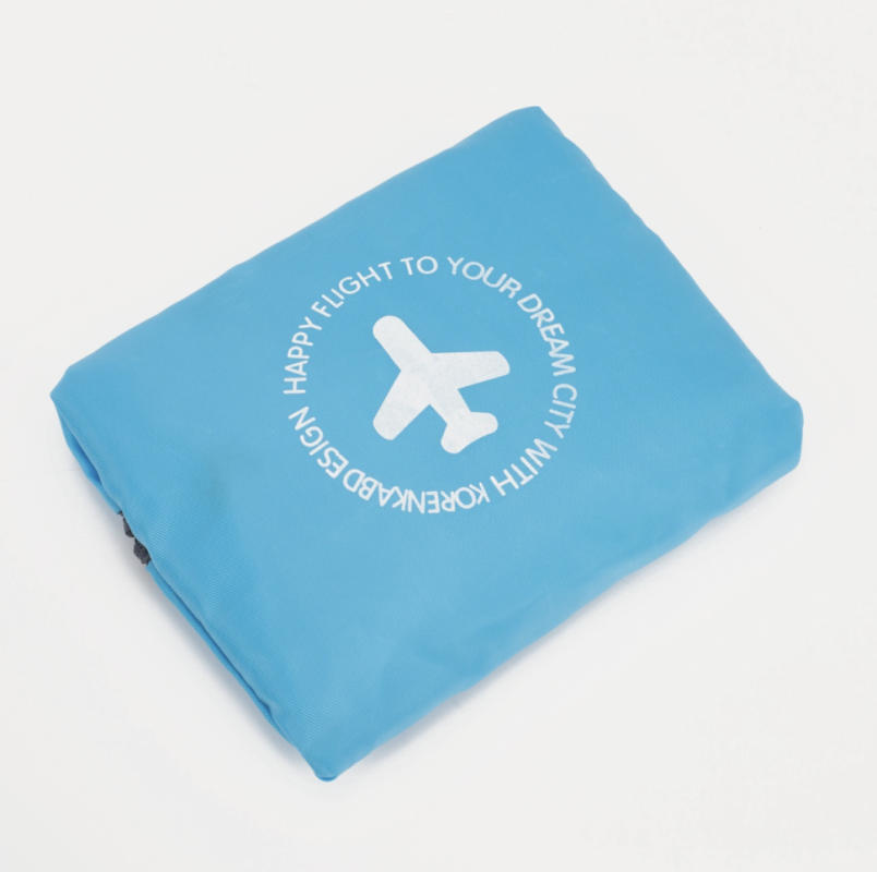 Сумка дорожная на молнии, складная в косметичку, наружный карман, цвет серый/голубой Сумка дорожная на молнии, складная в косметичку, наружный карман, цвет серый/голубой