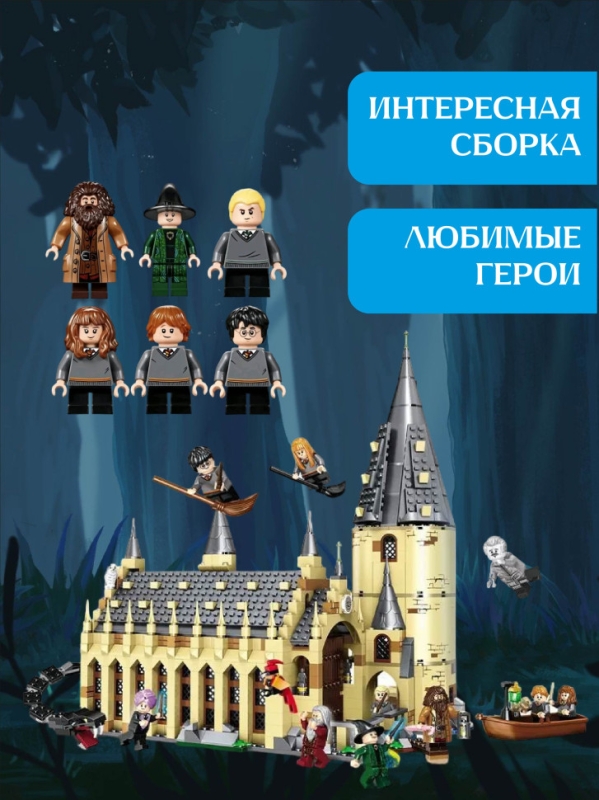 Конструктор Гарри Поттер: Большой зал Хогвартса 878 деталей 10 минифигурок