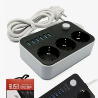 Сетевой фильтр CX-U613, 1,8 м, 3 гнезда+6 USB гнезда