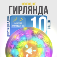 Гирлянда новогодняя на стену умная c пультом, 10 метров