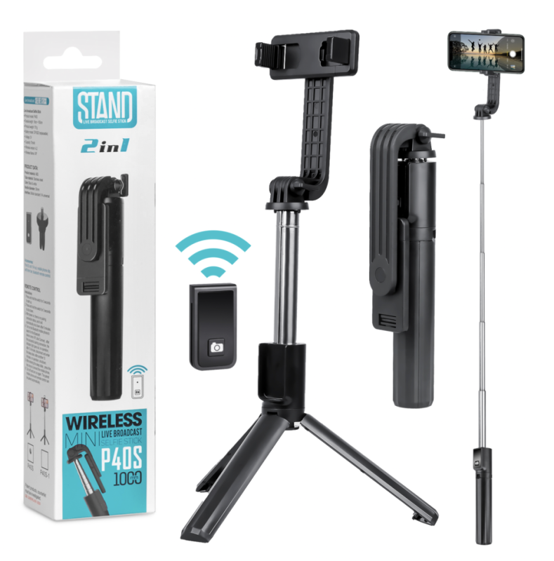 Монопод-трипод с блютуз пультом P40S 1M черный