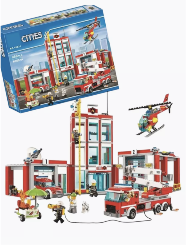 Конструктор Сити Пожарная станция 919 деталей