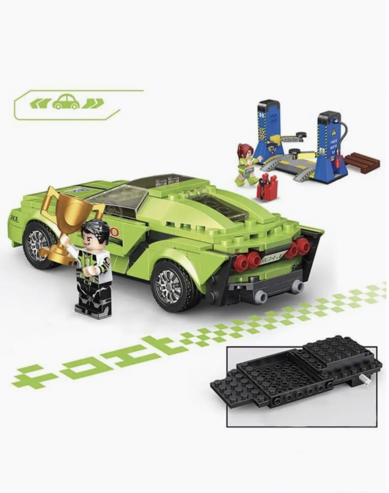 Конструктор Technic техник Decool racing Спорткар зеленый 403 детали