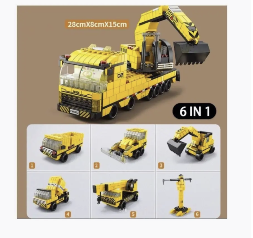 Конструктор экскаватор 6 в 1 1000 деталей Конструктор экскаватор 6 в 1 1000 деталей