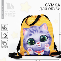 Мешок для обуви «Малыш котёнок» два вида ручек, 30 х 40 см