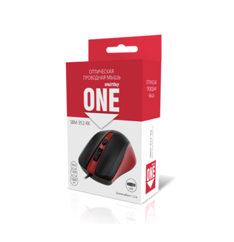 Мышь проводная Smartbuy ONE 352 красно-черная Мышь проводная Smartbuy ONE 352 красно-черная