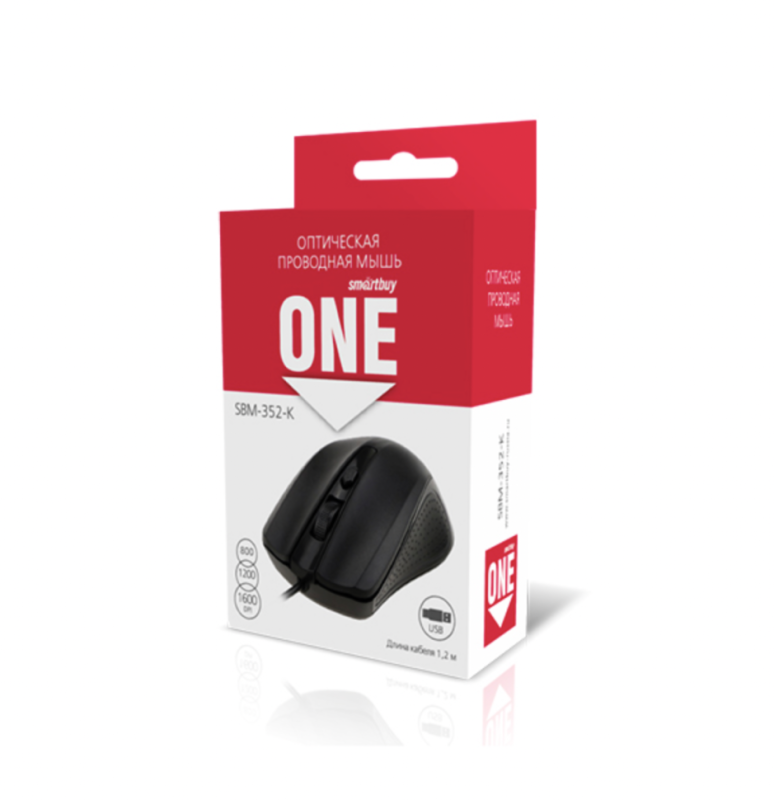 Мышь проводная Smartbuy ONE 352 черная Мышь проводная Smartbuy ONE 352 черная